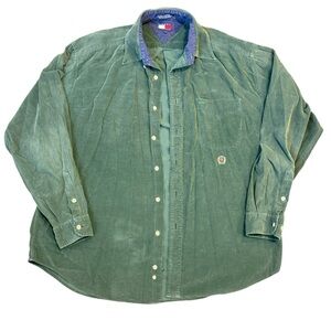 Vintage Tommy Hilfiger Green Corduroy Button Down Shirt